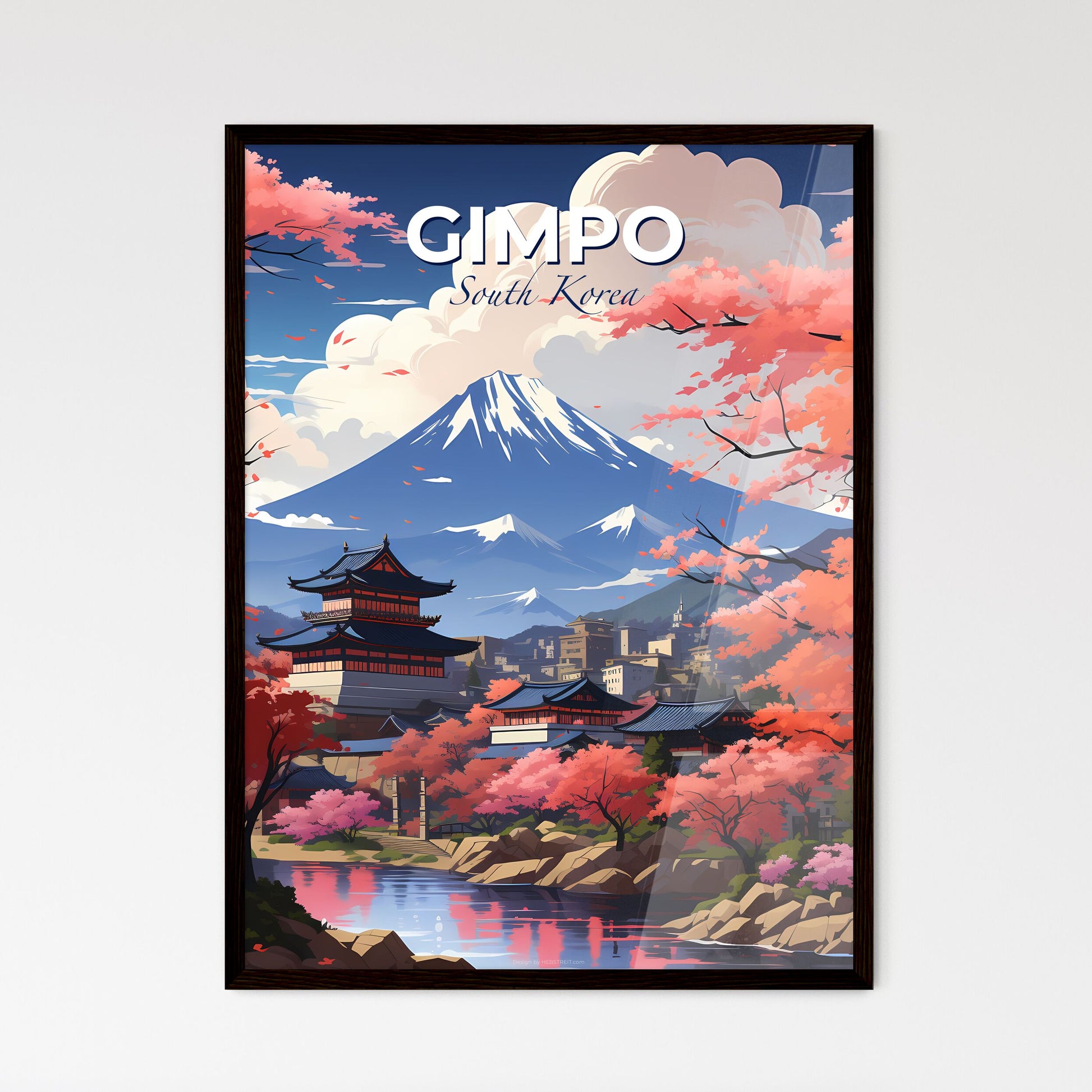 Cityscape Painting of Gimpo, South Korea with Mountain View Default Title