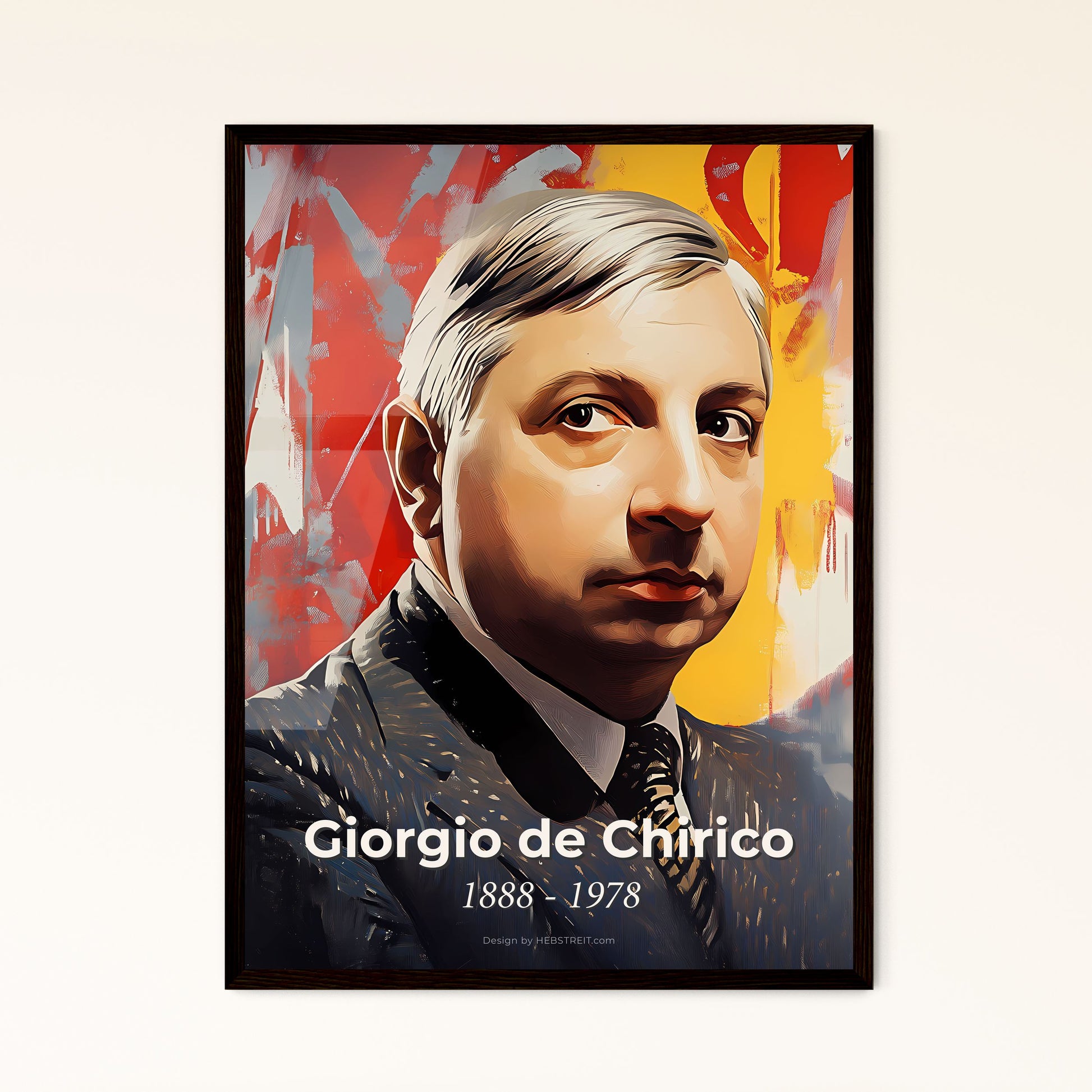 Portrait of Giorgio de Chirico, 1888 - 1978. Impressionistic painting of a man in a suit.