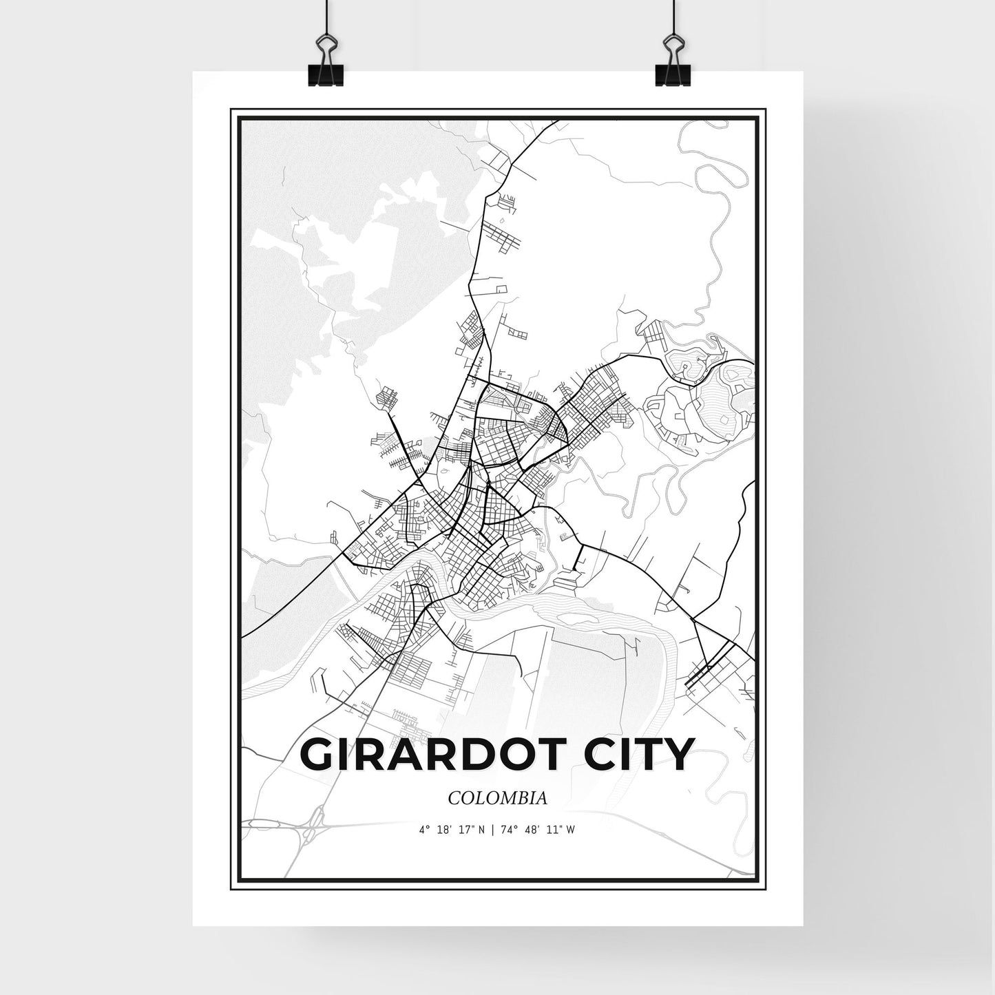 Girardot City Colombia - Premium City Map Poster