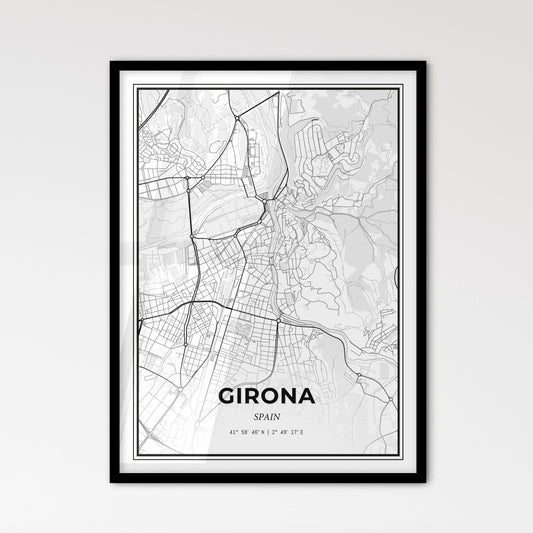 Girona Spain - Scandinavian Style City Map for Modern Home Decor