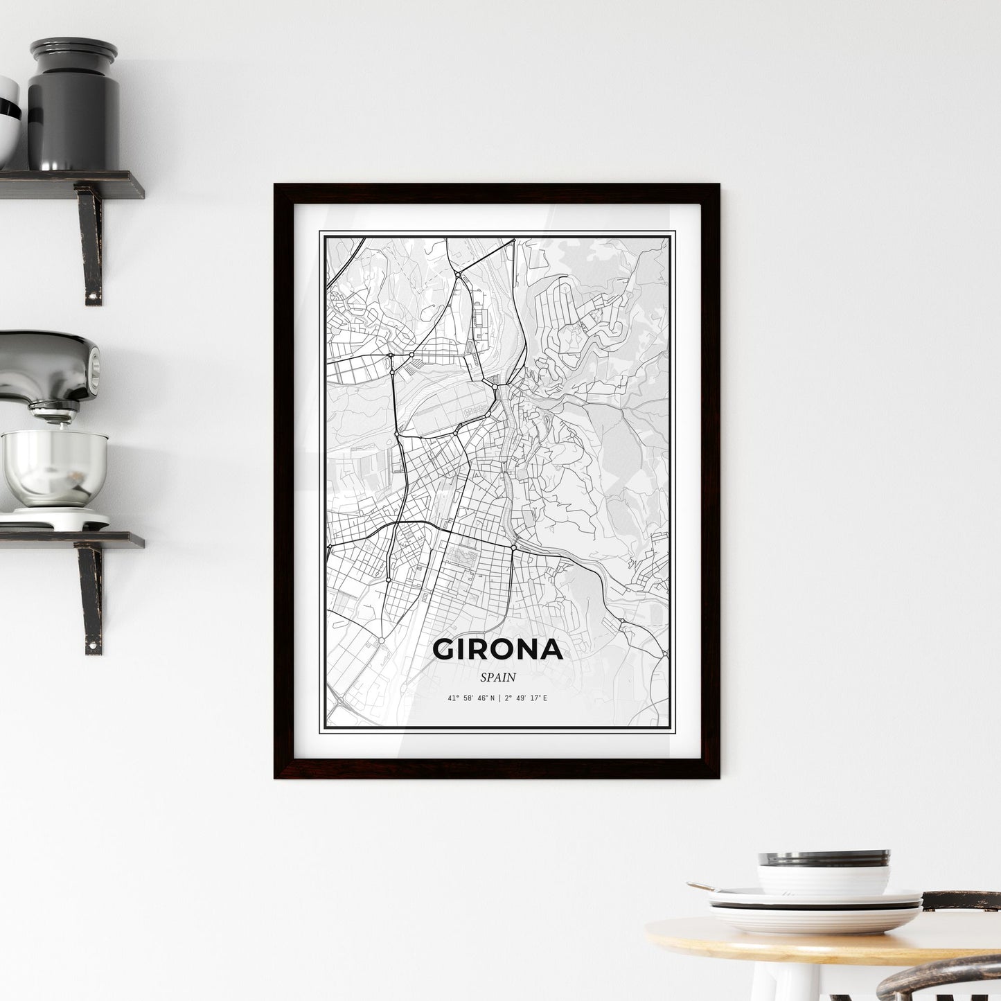 Girona Spain - Minimal City Map