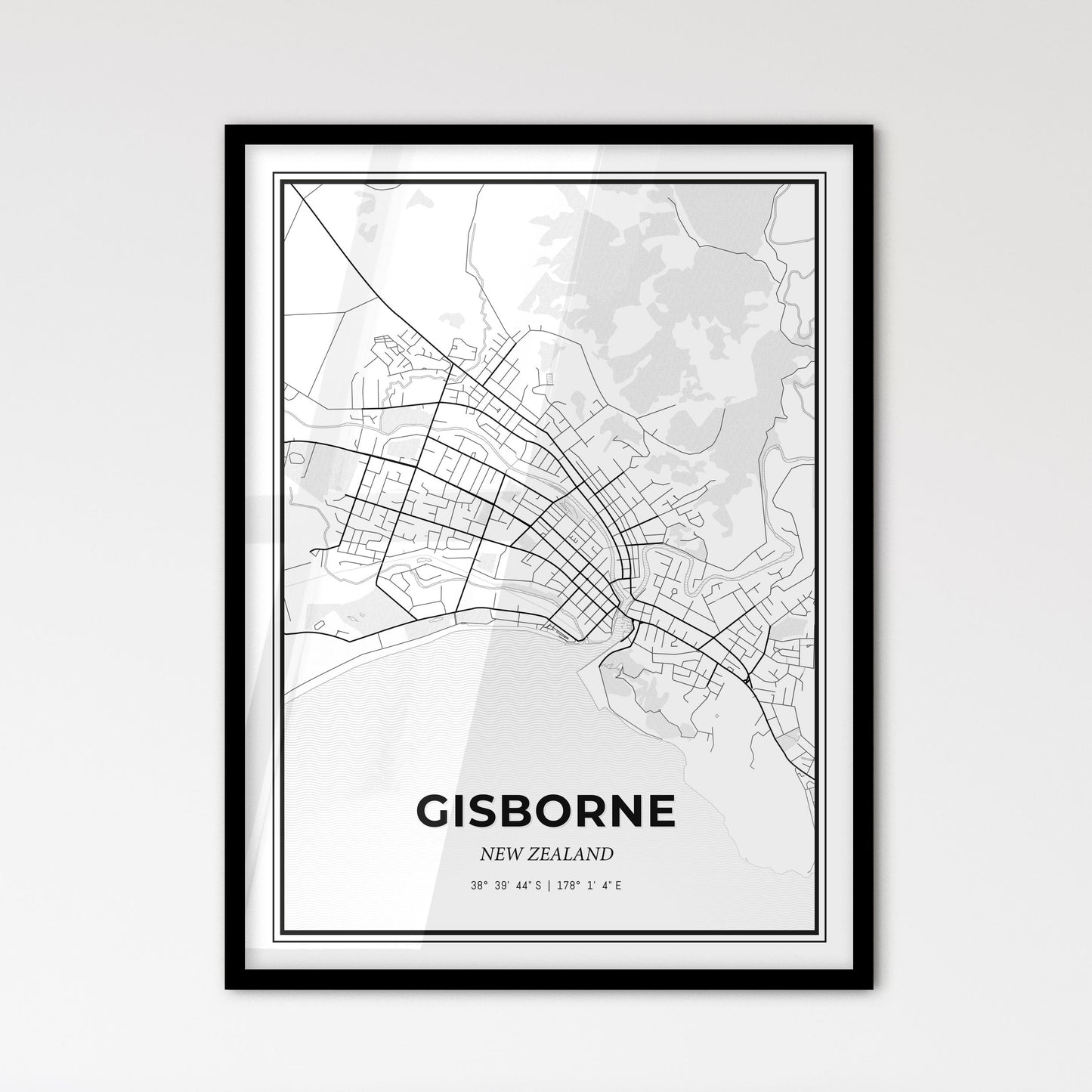 Gisborne New Zealand - Scandinavian Style City Map for Modern Home Decor