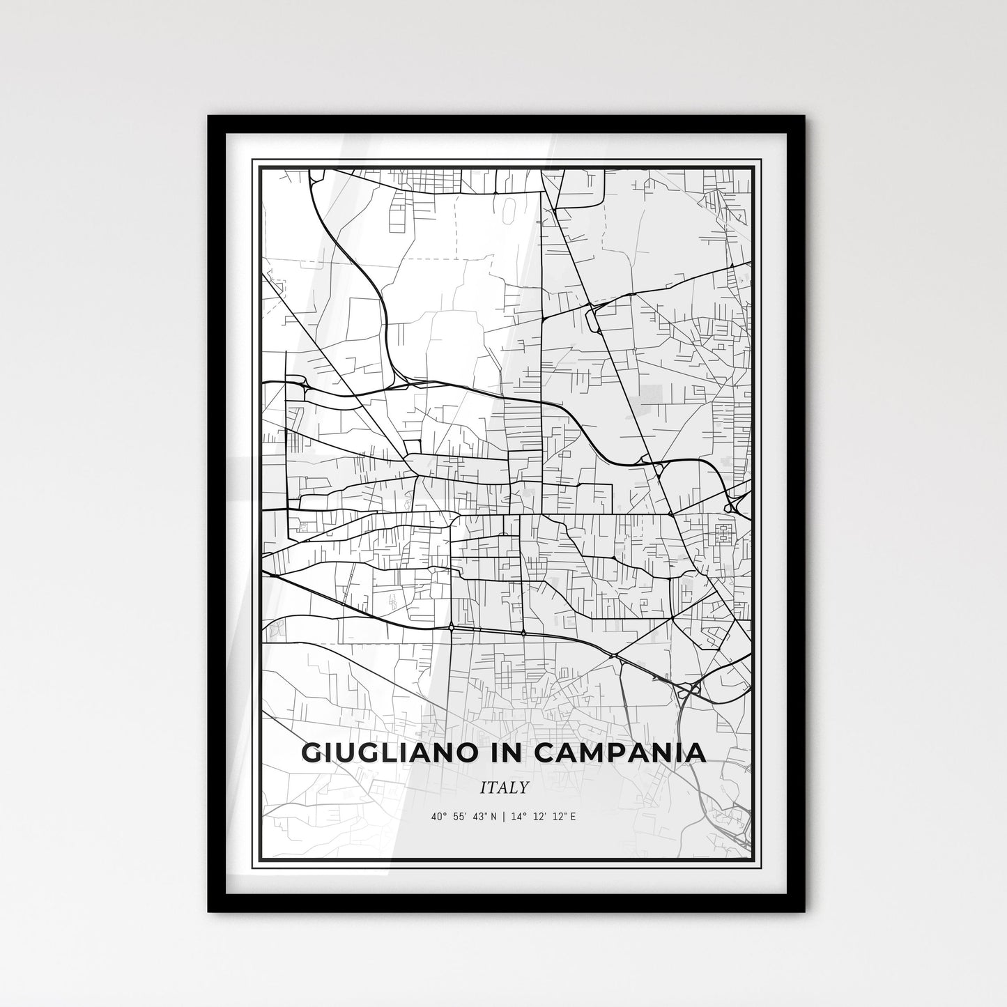 Giugliano in Campania Italy - Scandinavian Style City Map for Modern Home Decor