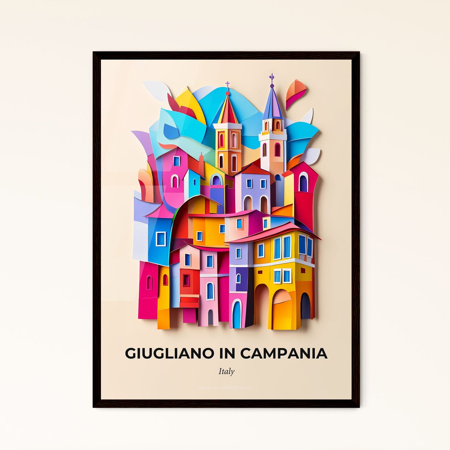 Vivid Giugliano in Campania, Italy - a colorful city with a bird flying over it