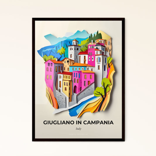 Vivid Giugliano in Campania, Italy - a paper cut of a city with a river