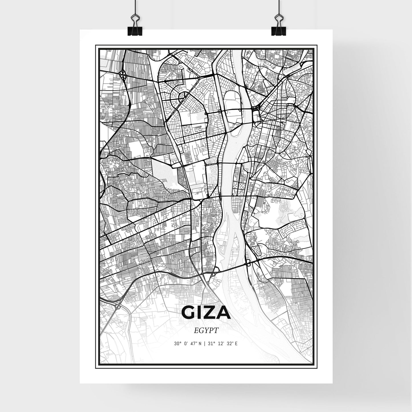 Giza Egypt - Premium City Map Poster