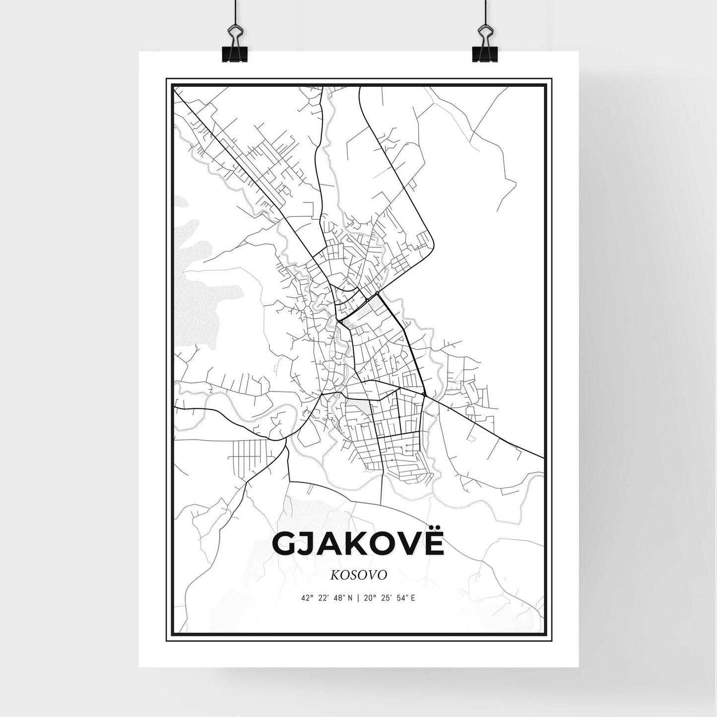 Gjakovë / Đakovica Kosovo - Premium City Map Poster