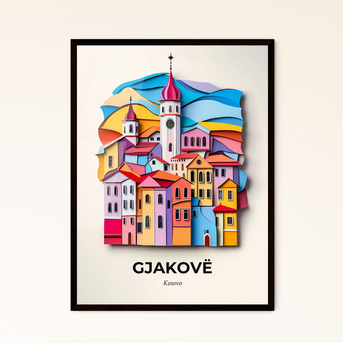 Vivid Gjakovë / Đakovica, Kosovo - a colorful city with a clock tower in the middle