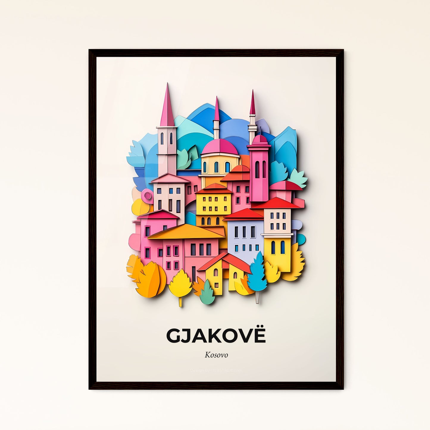 Vivid Gjakovë / Đakovica, Kosovo - a colorful city with a clock tower and trees