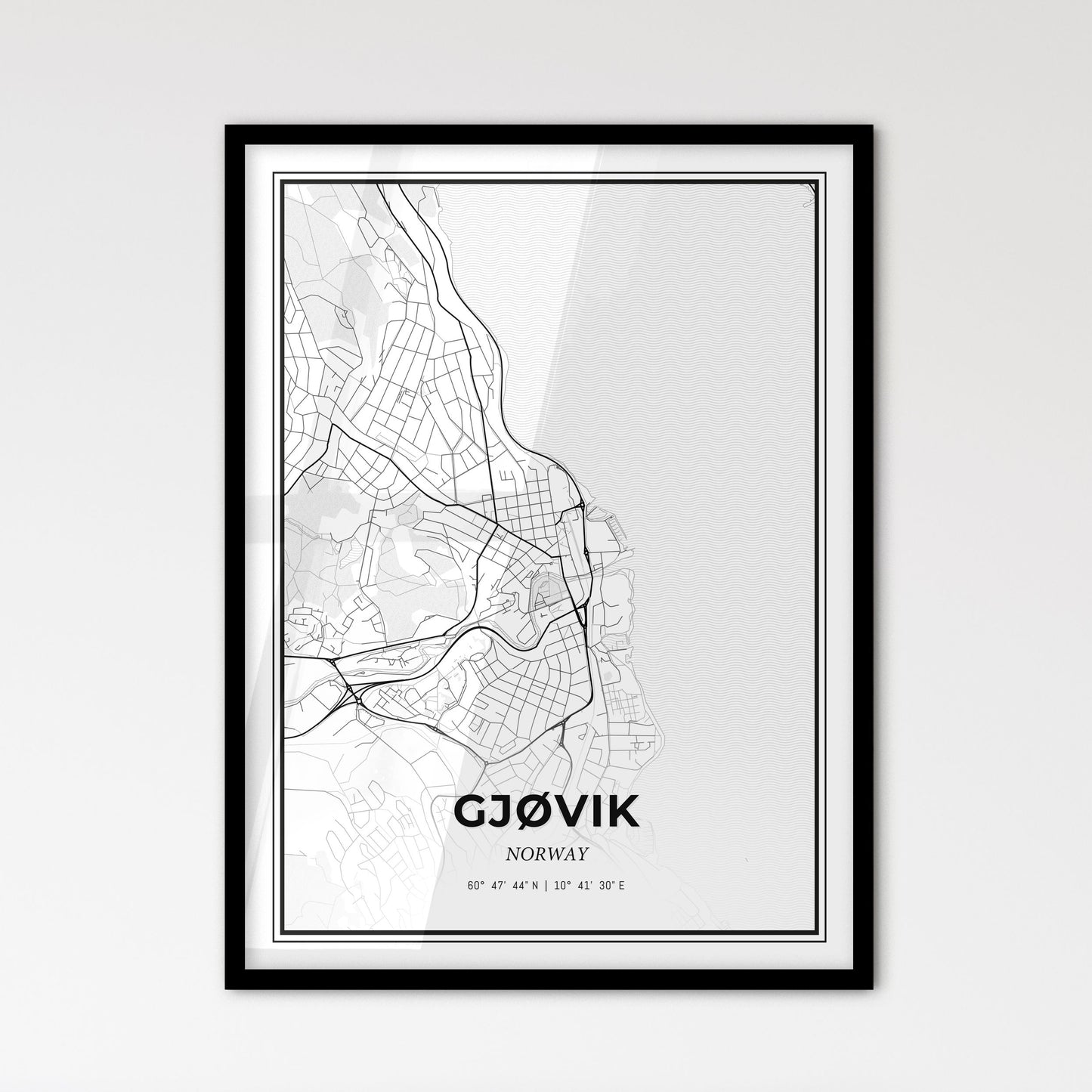 Gjøvik Norway - Scandinavian Style City Map for Modern Home Decor