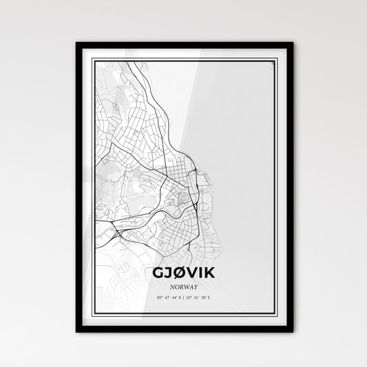 Gjøvik Norway - Scandinavian Style City Map for Modern Home Decor