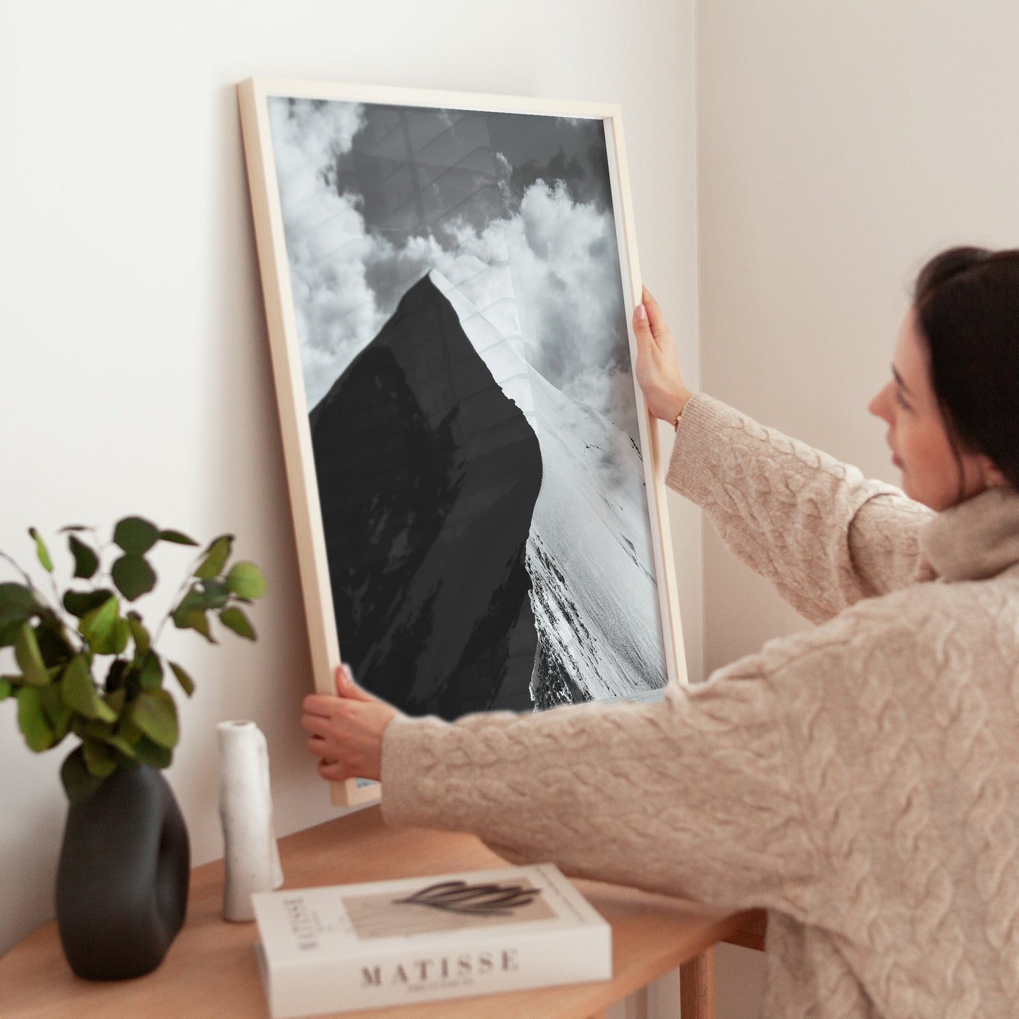 Aiguille de Bionnassay Print – Black and White Alpine Wall Art