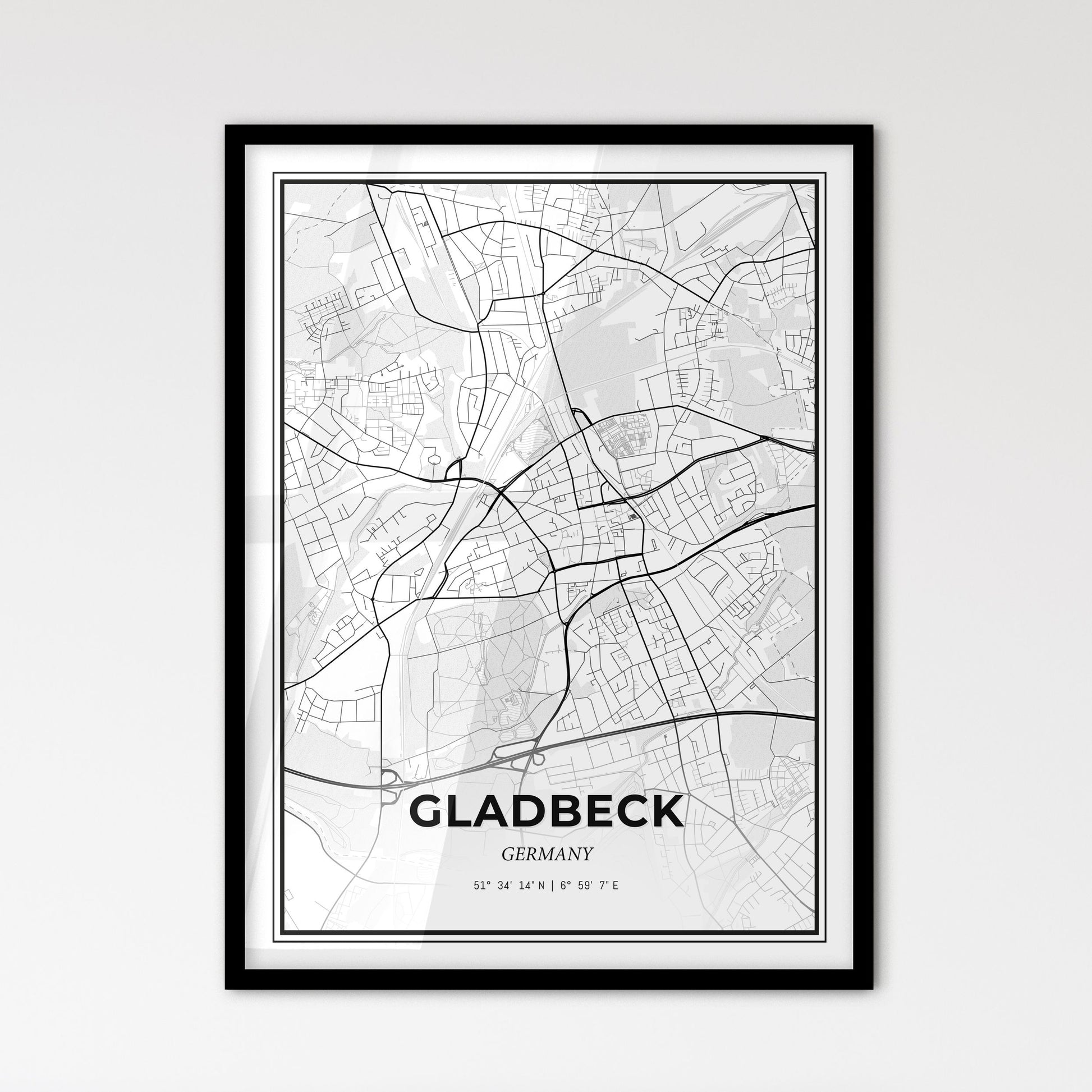 Gladbeck Germany - Scandinavian Style City Map for Modern Home Decor