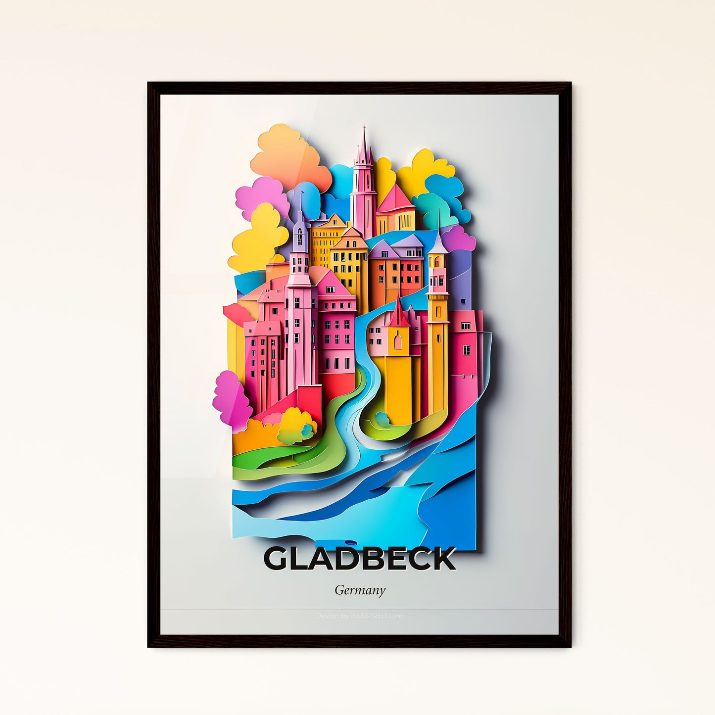 Vivid Gladbeck, Germany - a colorful city with a river and a bridge