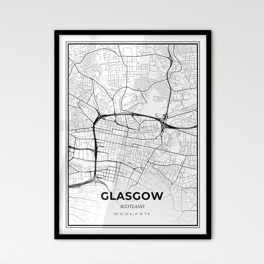 Glasgow Scotland - Scandinavian Style City Map for Modern Home Decor