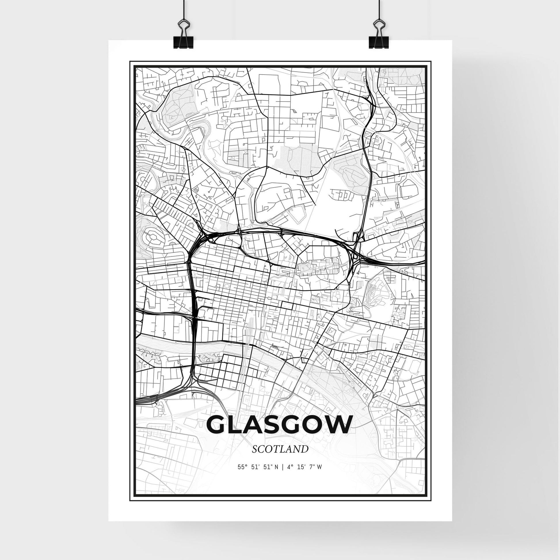 Glasgow Scotland - Premium City Map Poster