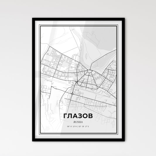 Glazov Russia - Scandinavian Style City Map for Modern Home Decor