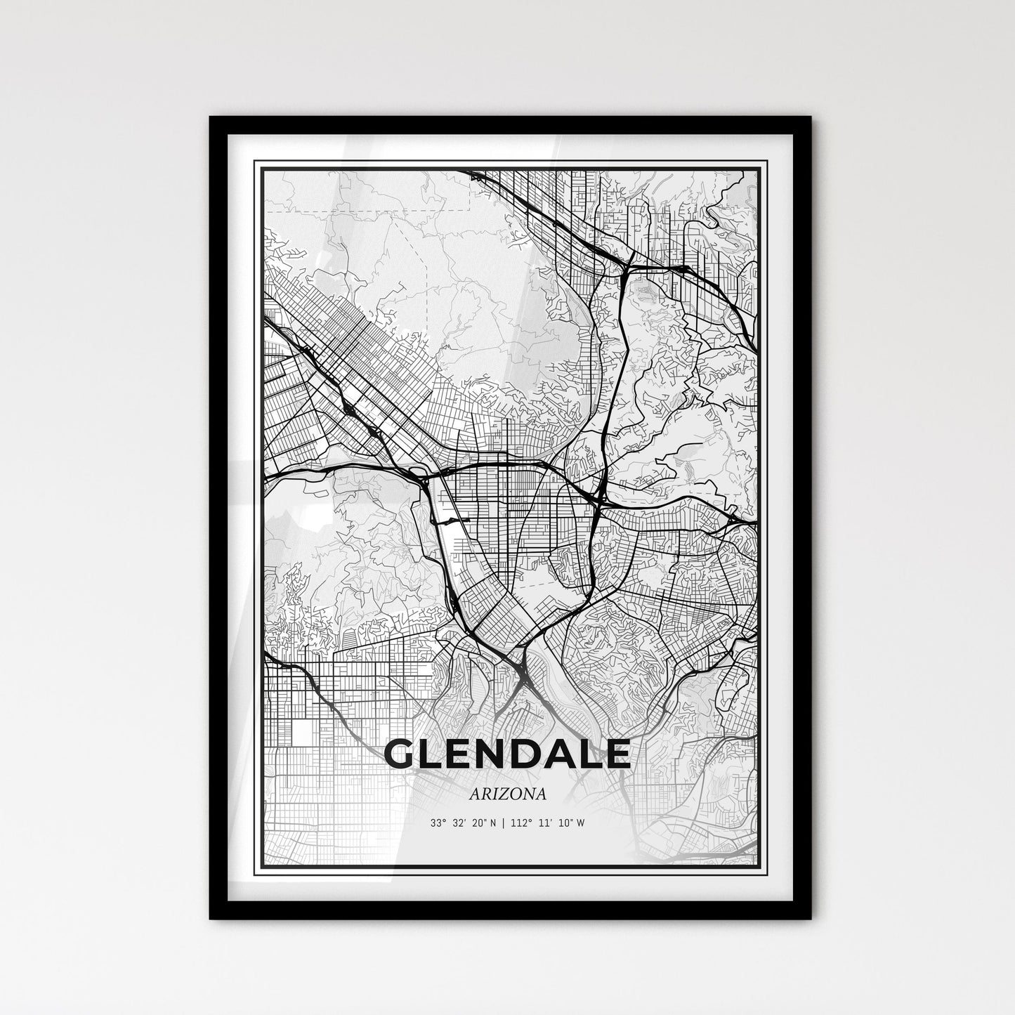 Glendale Arizona - Scandinavian Style City Map for Modern Home Decor