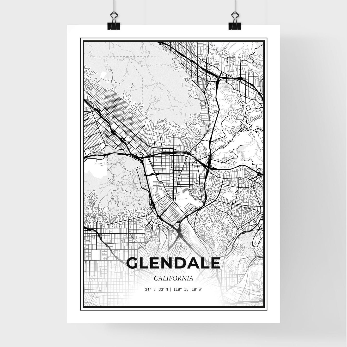 Glendale California - Premium City Map Poster