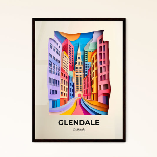 Vivid Glendale, California - a cityscape with a clock tower in the middle