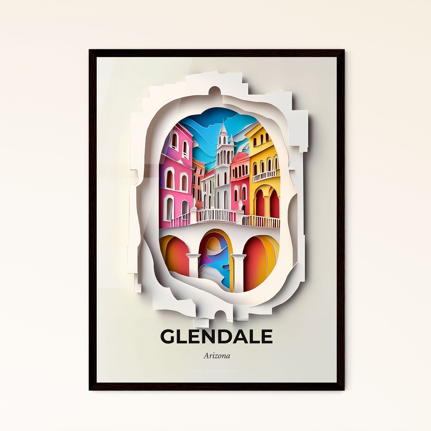 Vivid Glendale, Arizona - a paper cut of a city with a bridge