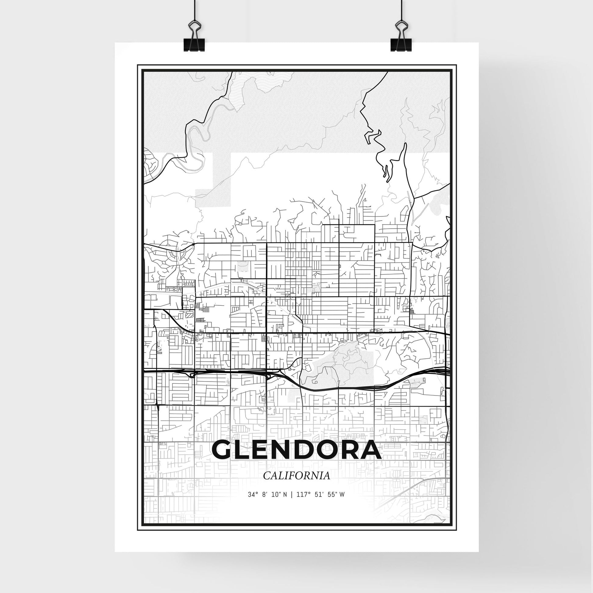 Glendora California - Premium City Map Poster