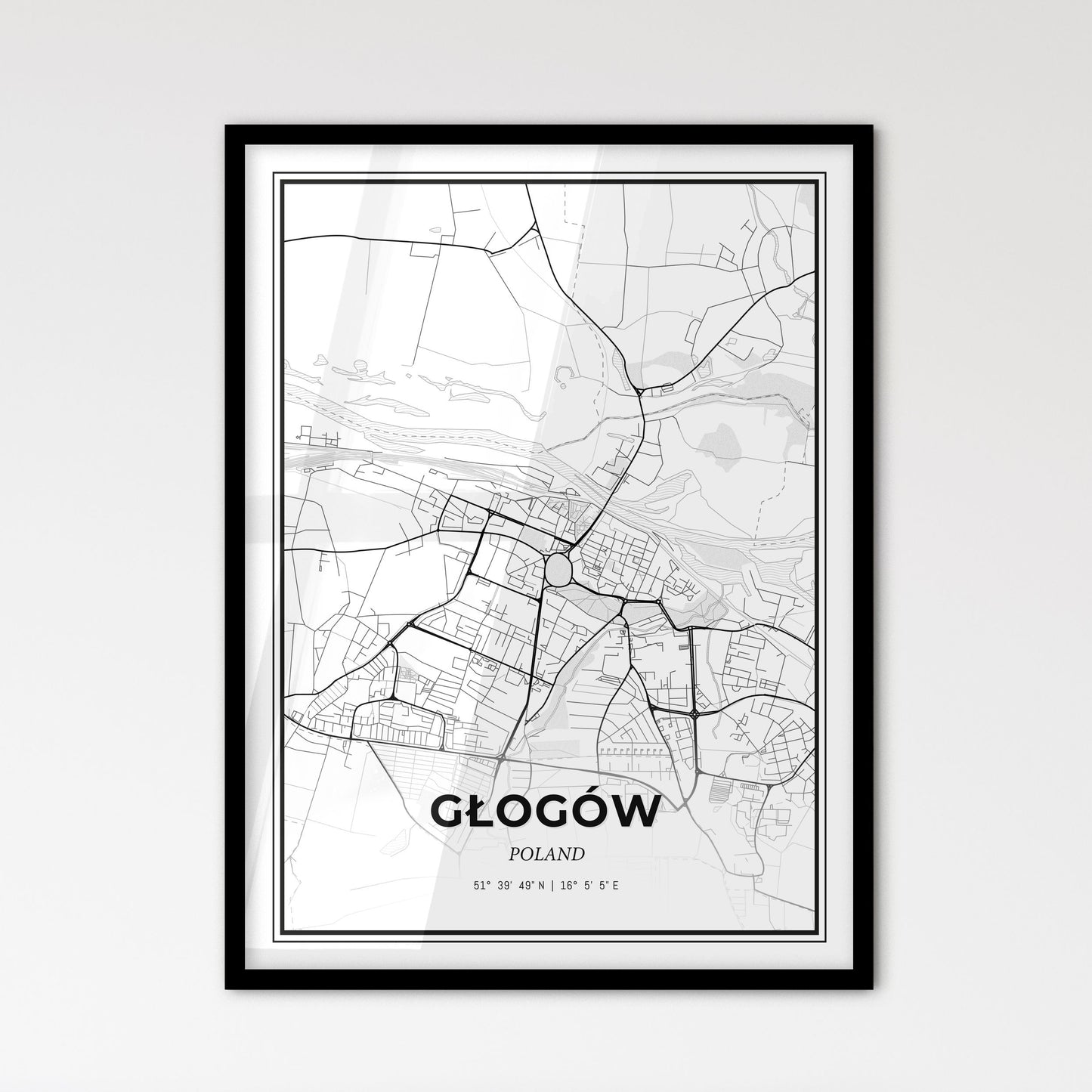 Głogów Poland - Scandinavian Style City Map for Modern Home Decor