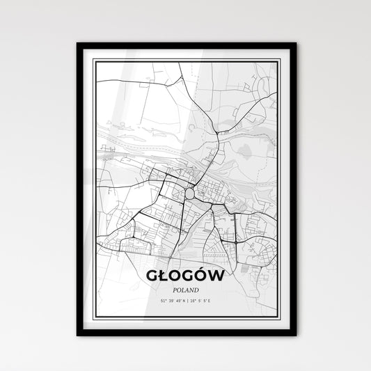 Głogów Poland - Scandinavian Style City Map for Modern Home Decor