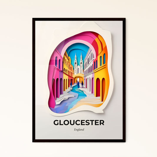 Vivid Gloucester, England - a paper cut of a city with a bridge