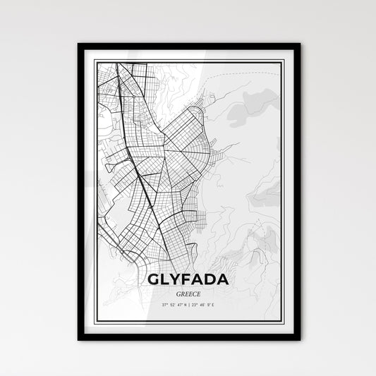 Glyfada Greece - Scandinavian Style City Map for Modern Home Decor