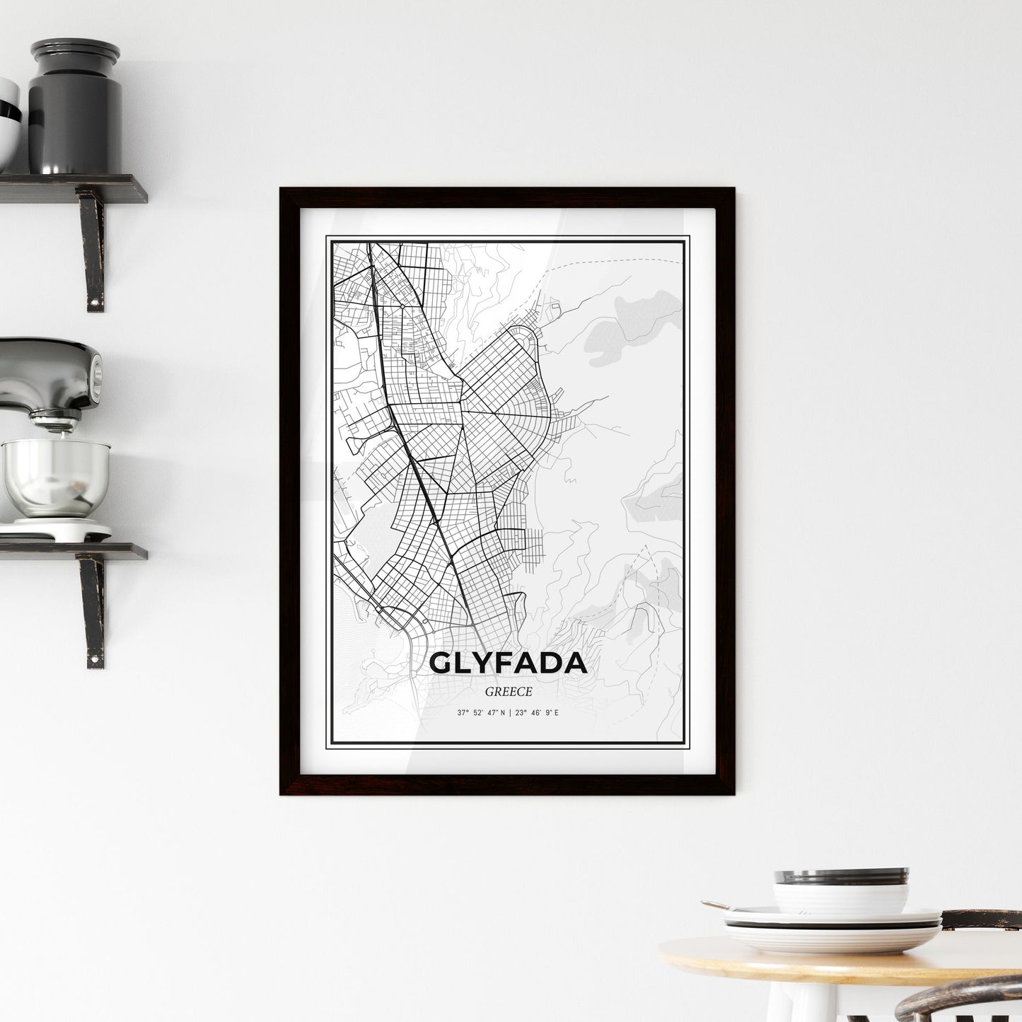 Glyfada Greece - Minimal City Map