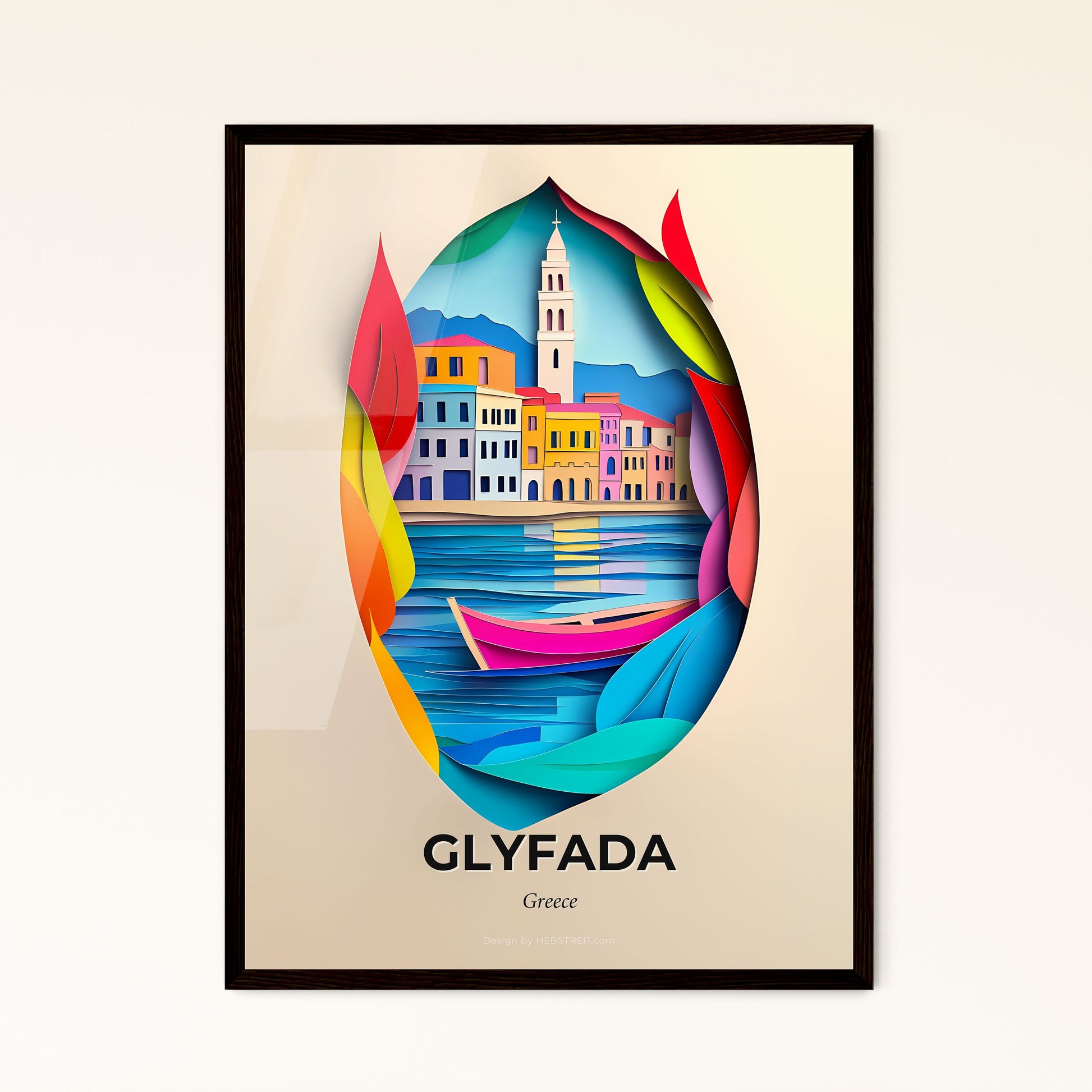 Vivid Glyfada, Greece - a paper cut of a boat in a harbor