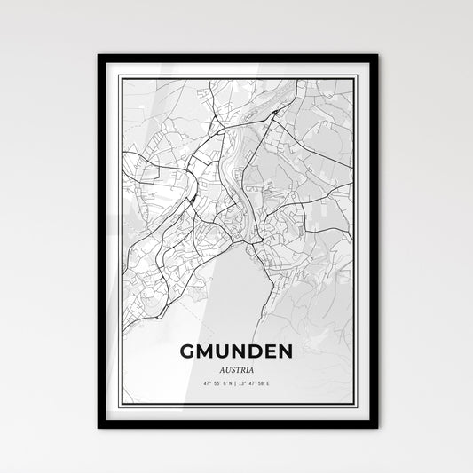 Gmunden Austria - Scandinavian Style City Map for Modern Home Decor