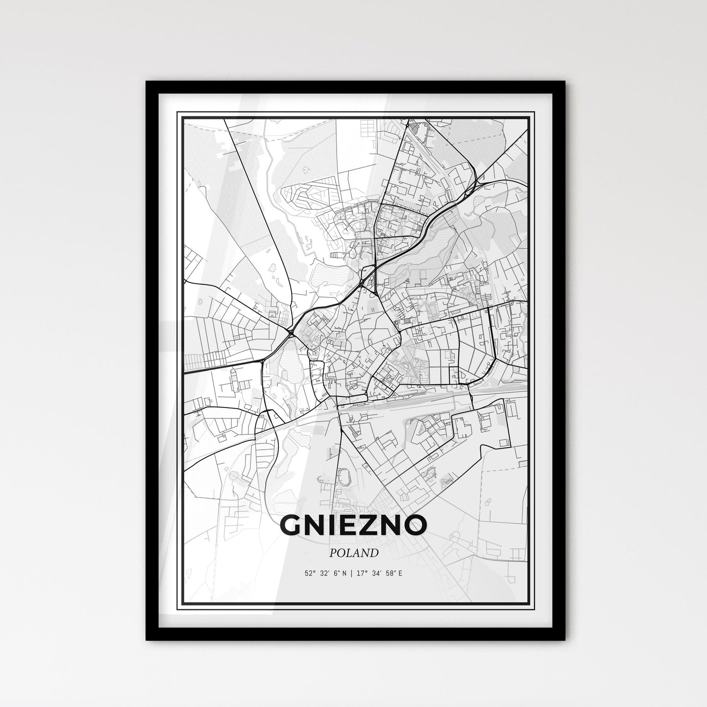 Gniezno Poland - Scandinavian Style City Map for Modern Home Decor