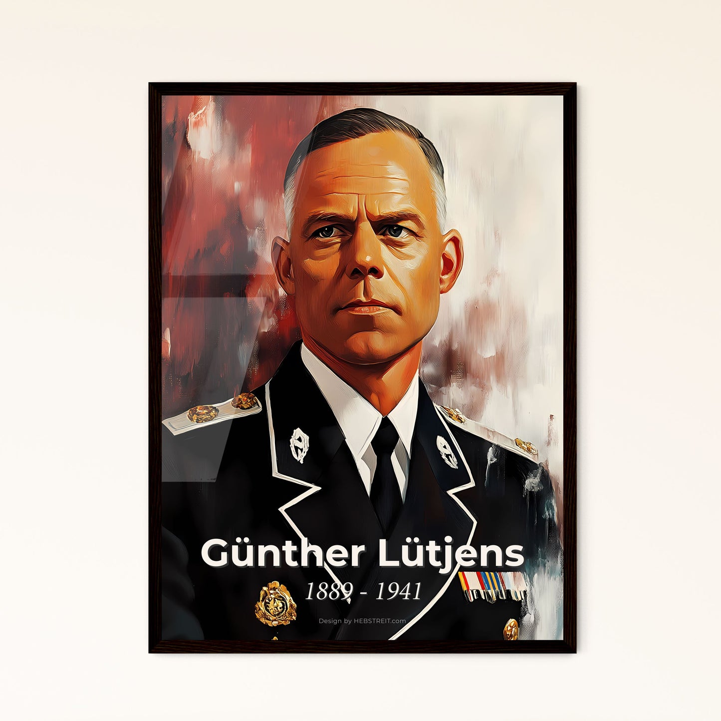 Portrait of Günther Lütjens, 1889 - 1941. Impressionistic painting of a man in a military uniform.