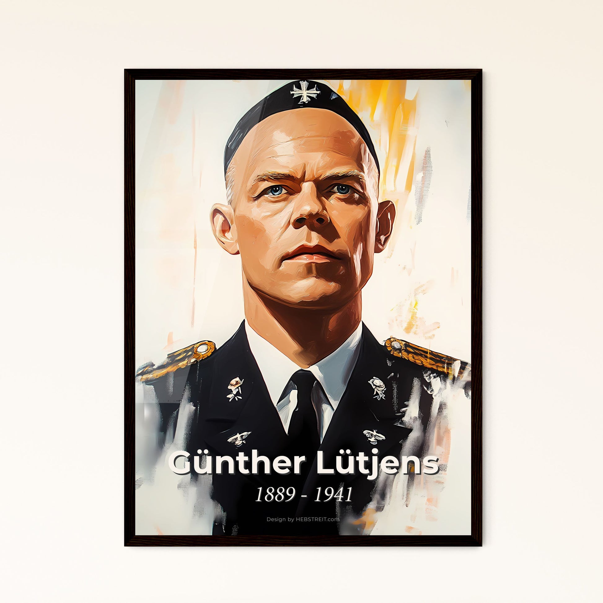 Portrait of Günther Lütjens, 1889 - 1941. Impressionistic painting of a man in a military uniform.