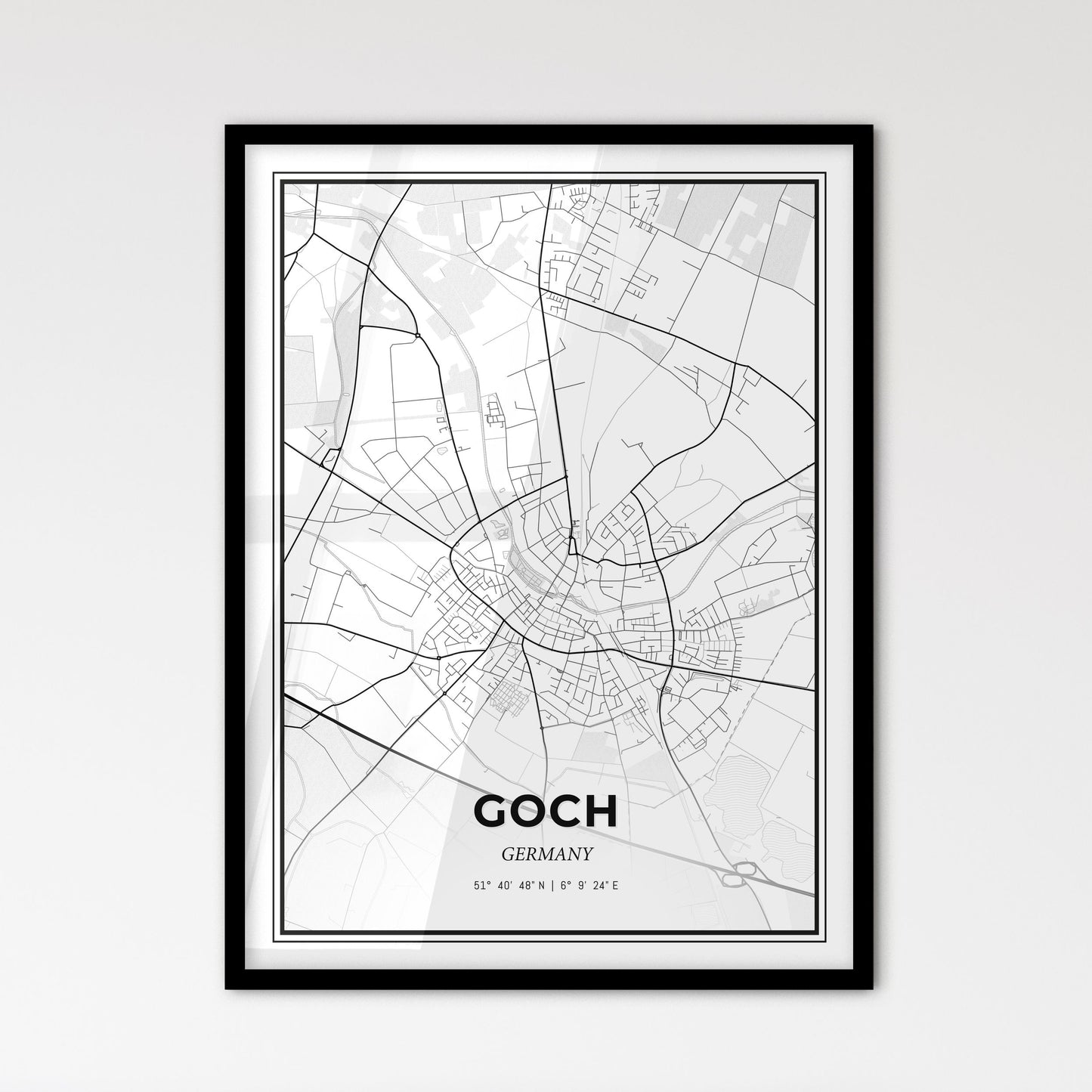 Goch Germany - Scandinavian Style City Map for Modern Home Decor