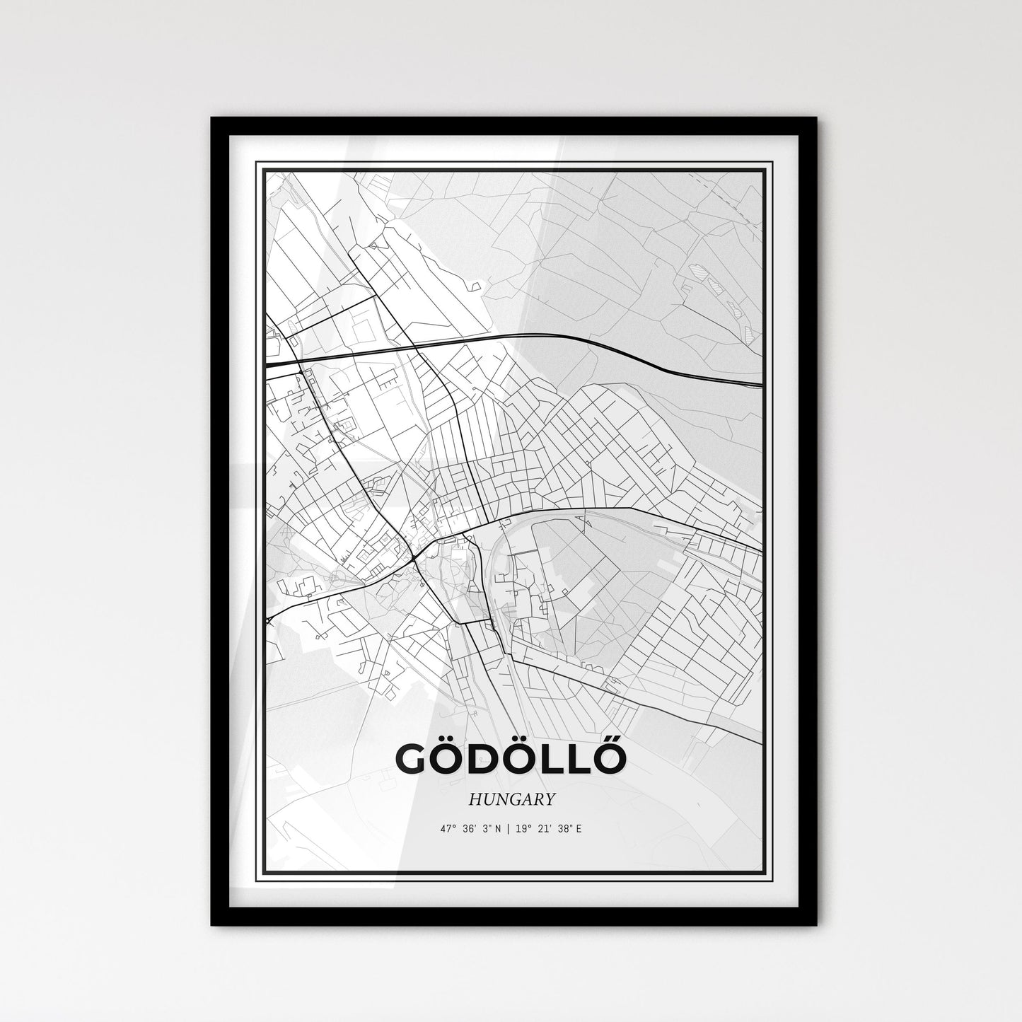 Gödöllő Hungary - Scandinavian Style City Map for Modern Home Decor