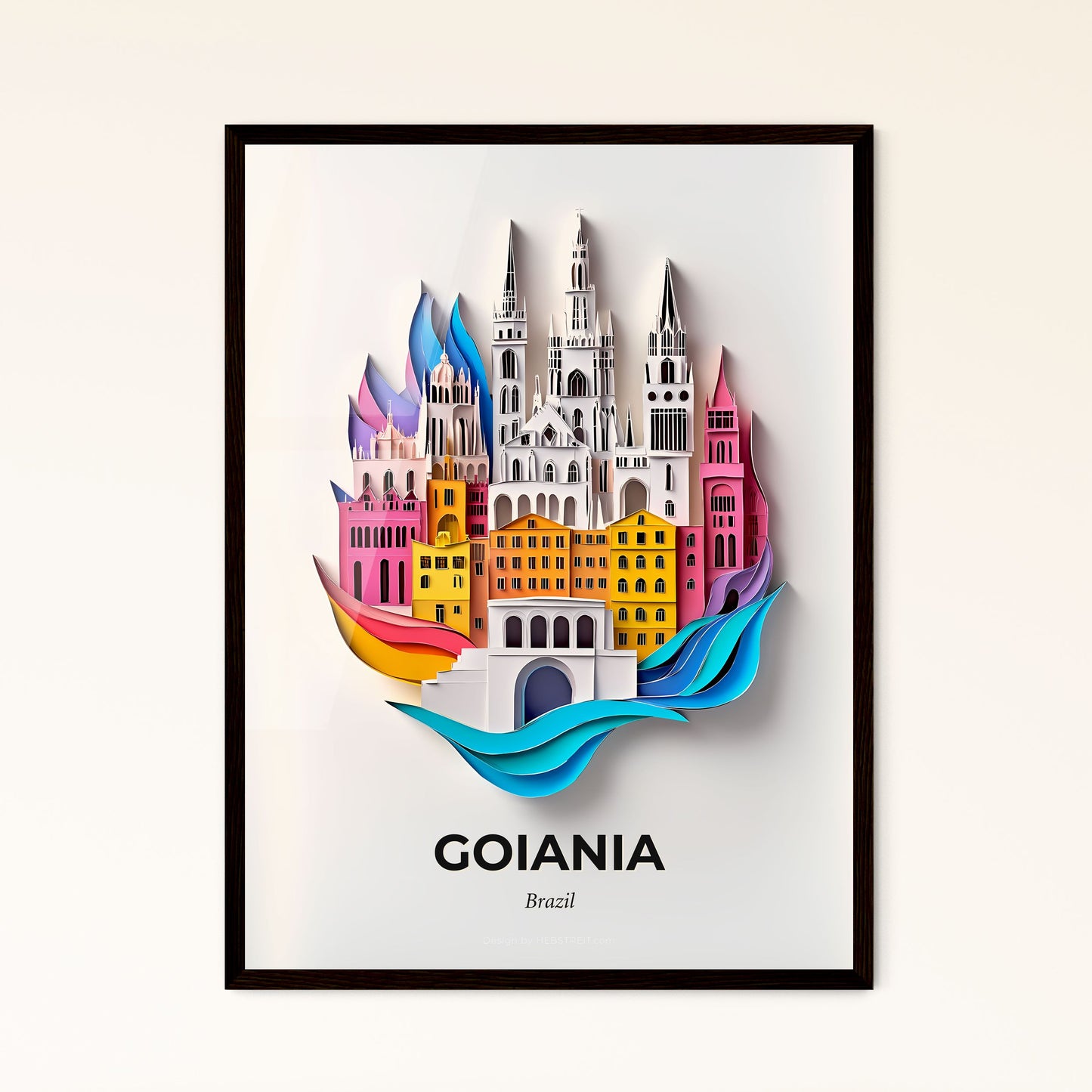 Vivid Goiania, Brazil - a paper cut of a city with a rainbow colored boat