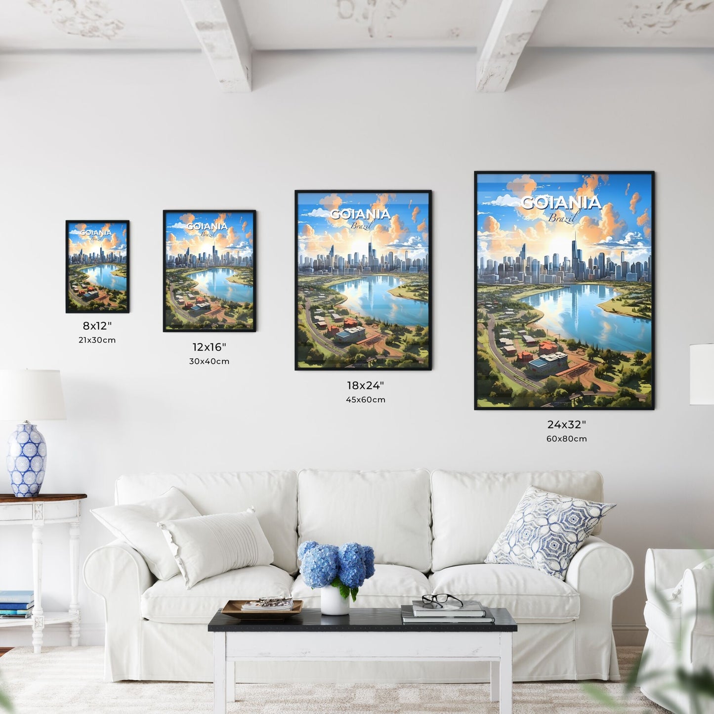 Goiania Brazil Vibrant Cityscape Painting Lake City Skyline Art Default Title