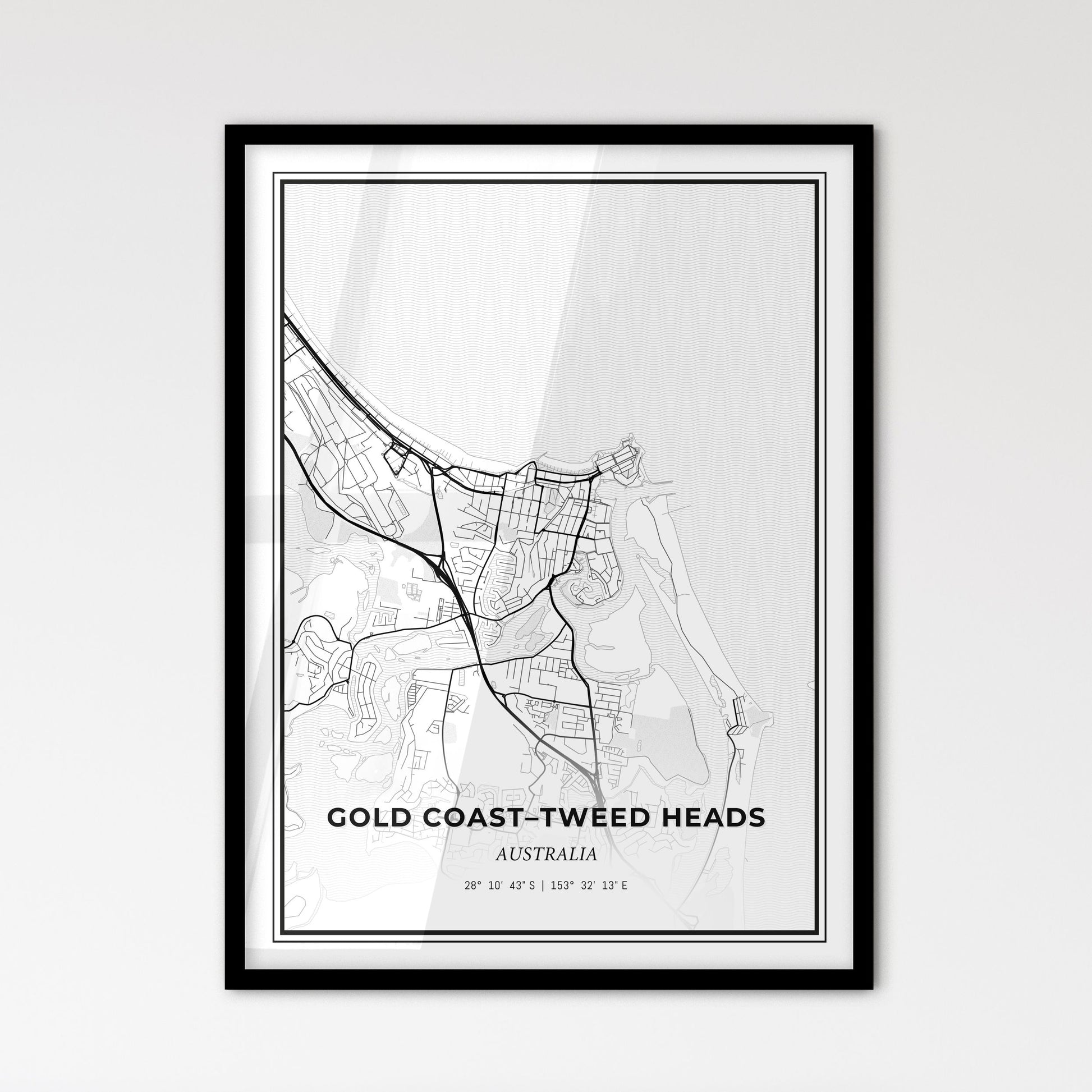 Gold Coast–Tweed Heads Australia - Scandinavian Style City Map for Modern Home Decor