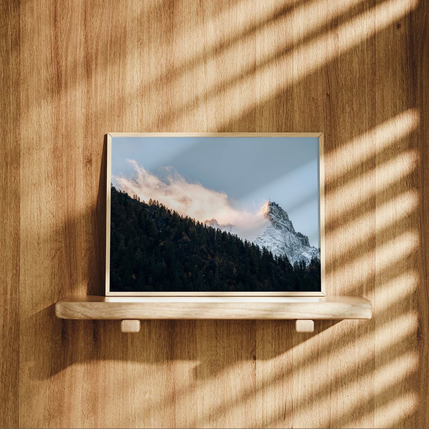 Aiguille du Midi Chamonix Wall Art – Golden Light Mountain Print