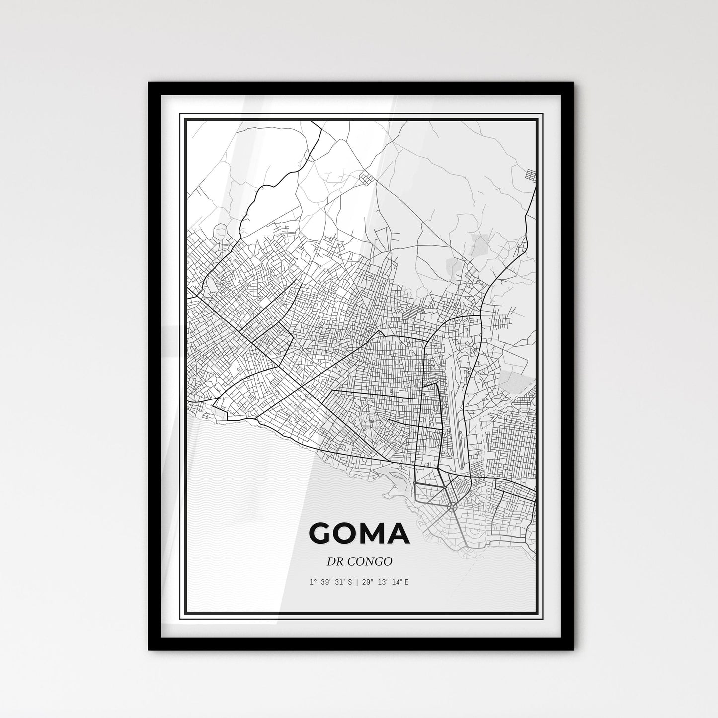 Goma DR Congo - Scandinavian Style City Map for Modern Home Decor