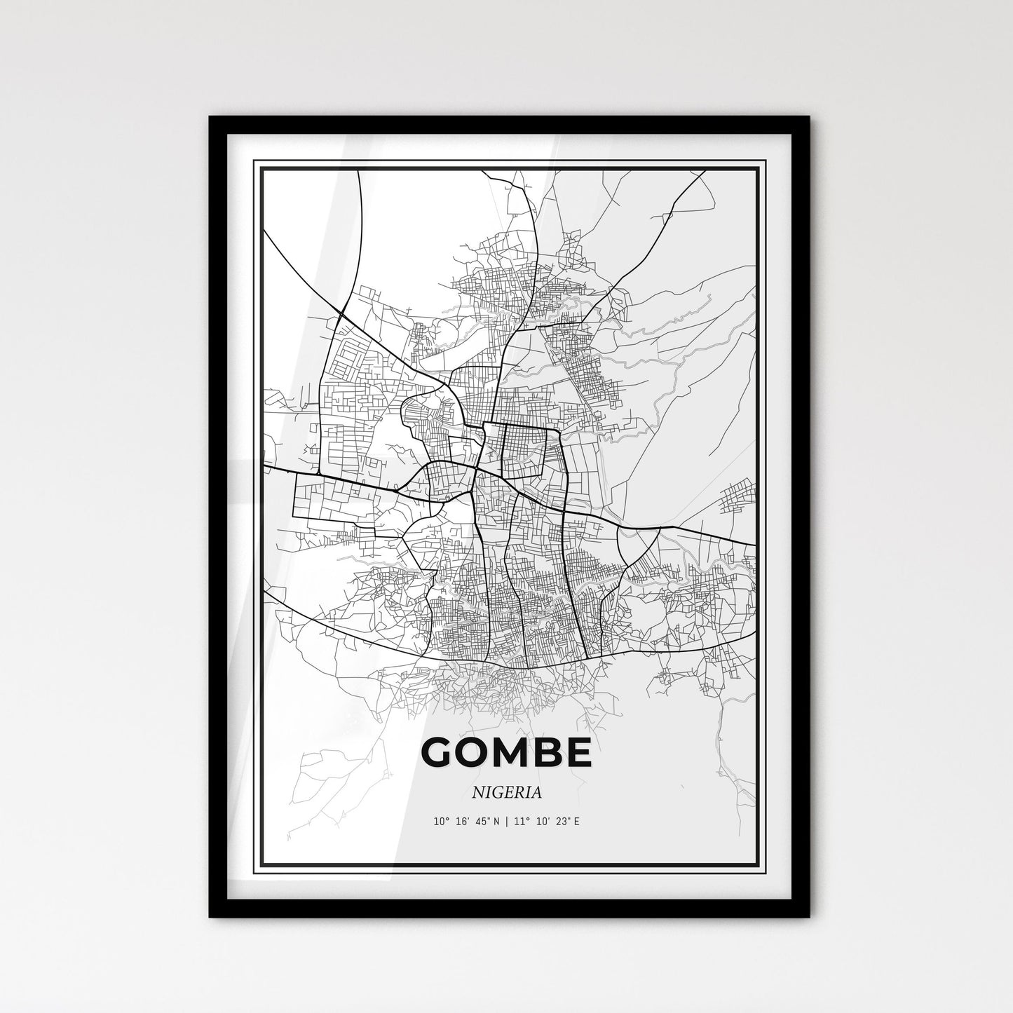 Gombe Nigeria - Scandinavian Style City Map for Modern Home Decor