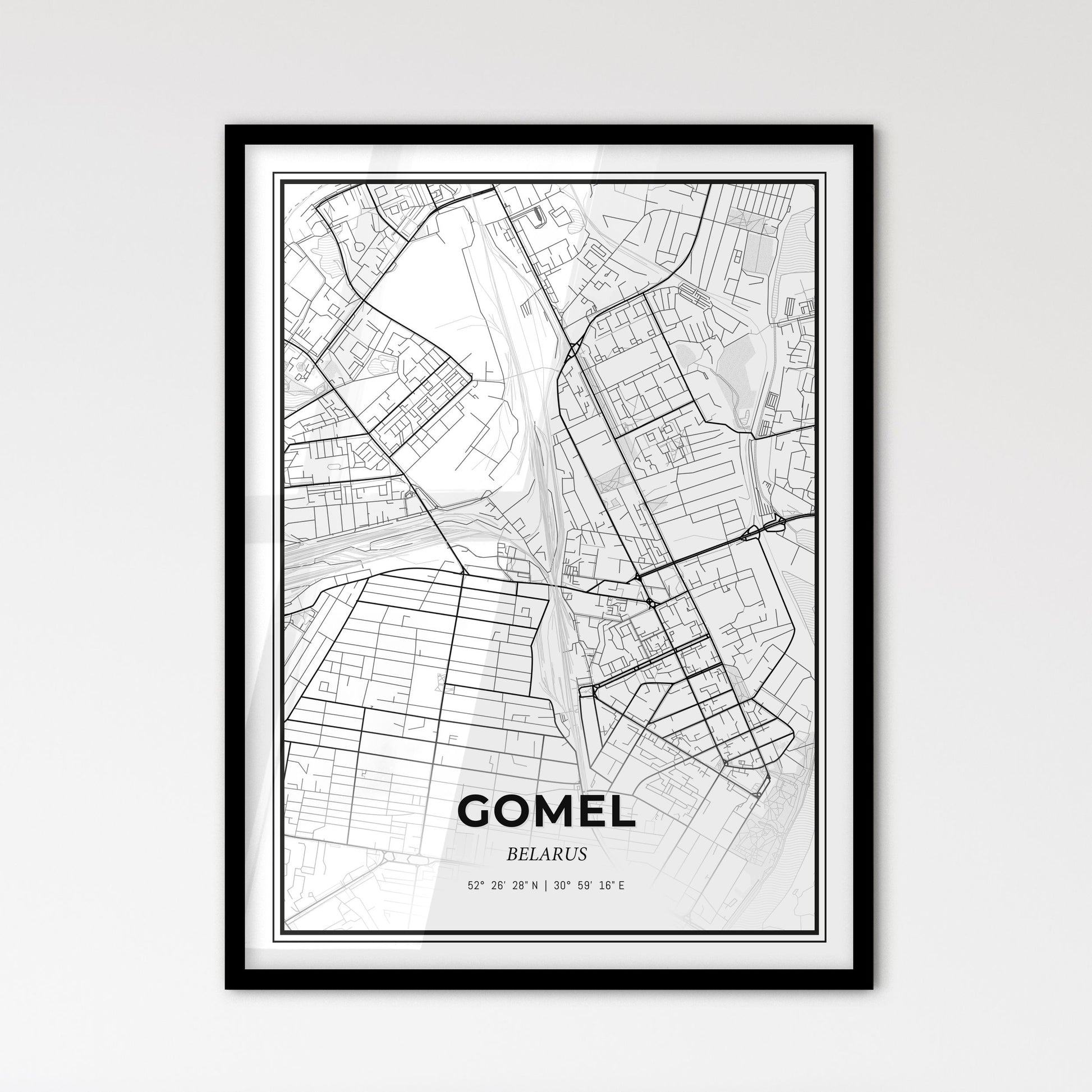 Gomel Belarus - Scandinavian Style City Map for Modern Home Decor