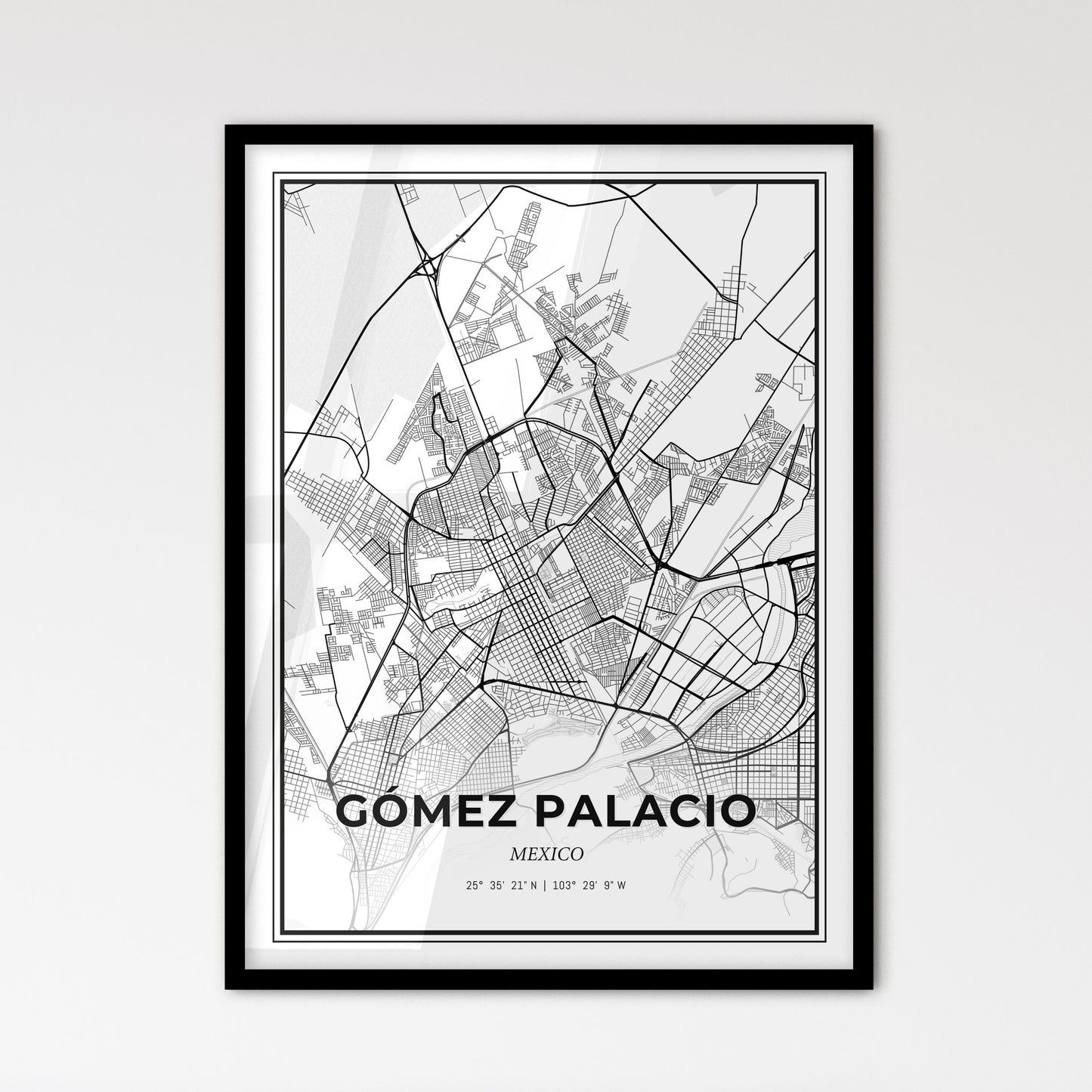 Gómez Palacio Mexico - Scandinavian Style City Map for Modern Home Decor