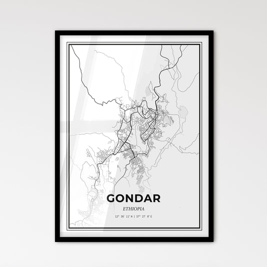 Gondar Ethiopia - Scandinavian Style City Map for Modern Home Decor