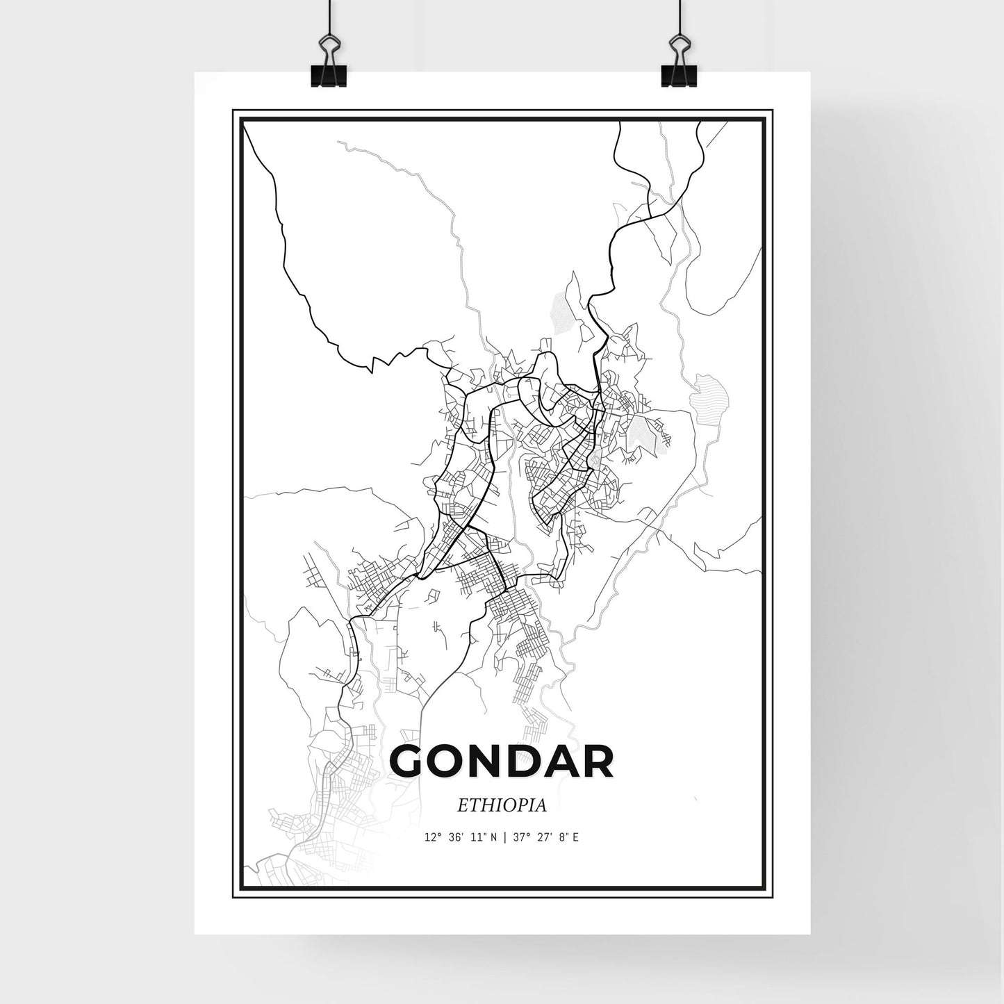 Gondar Ethiopia - Premium City Map Poster