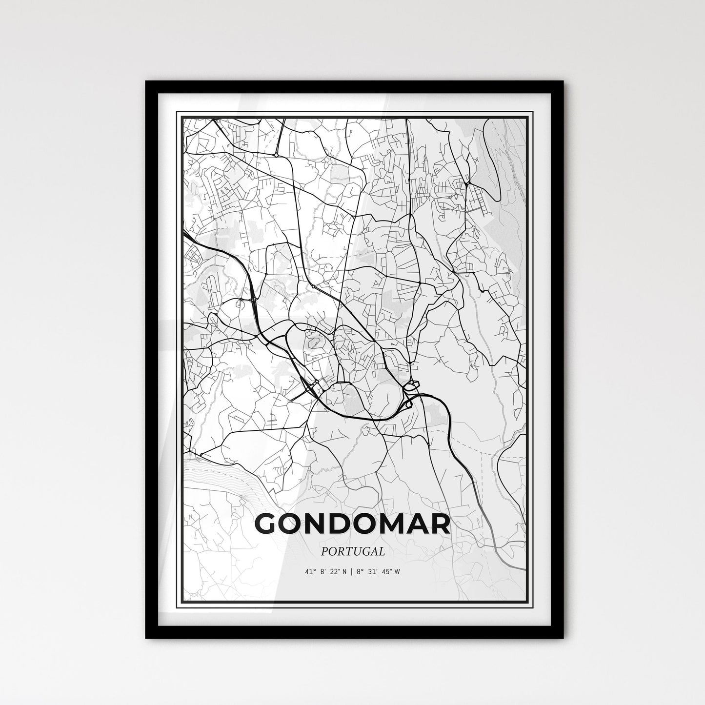 Gondomar Portugal - Scandinavian Style City Map for Modern Home Decor