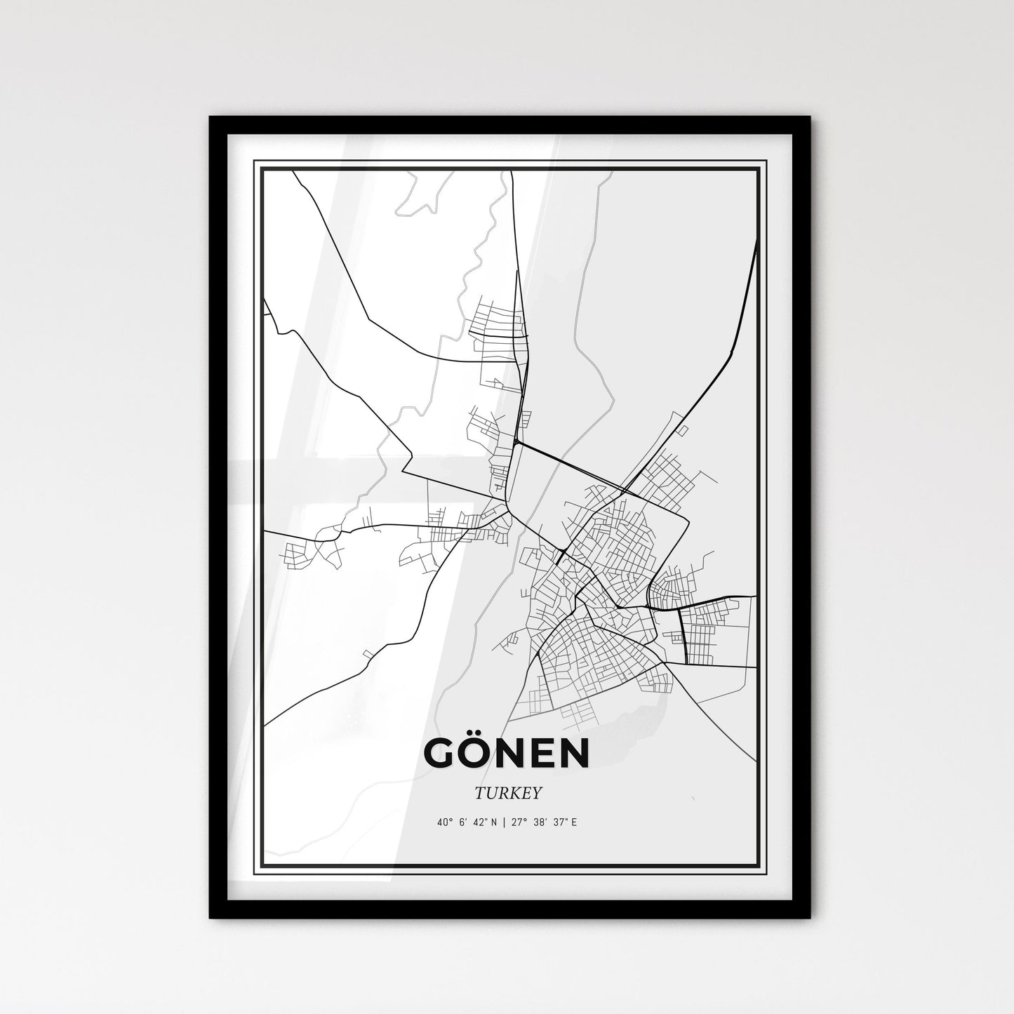 Gönen Turkey - Scandinavian Style City Map for Modern Home Decor